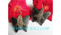 Earring Hand Painting Carving Wood Butterfly